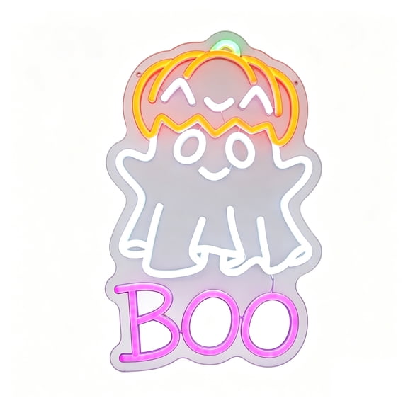 Halloween Neon Sign 16 X 10 Inch Cute Ghost Neon Light Sign for Wall Halloween Decorations for Bedroom Halloween Party Decor 1 Set
