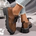 thumbnail image 5 of HEWUQI Womens Leather Platform Oxfords Chunky Round Toe Wingtip Slip on Vintage Soft Comfortable Non Slip Lace up Dress Work School Shoes Khaki Size 6.5, 5 of 7
