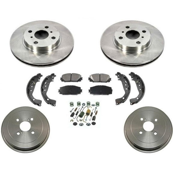 Front Rotors Rear Drums Brake Pads Shoes Spring Kit for Toyota Yaris 06-13