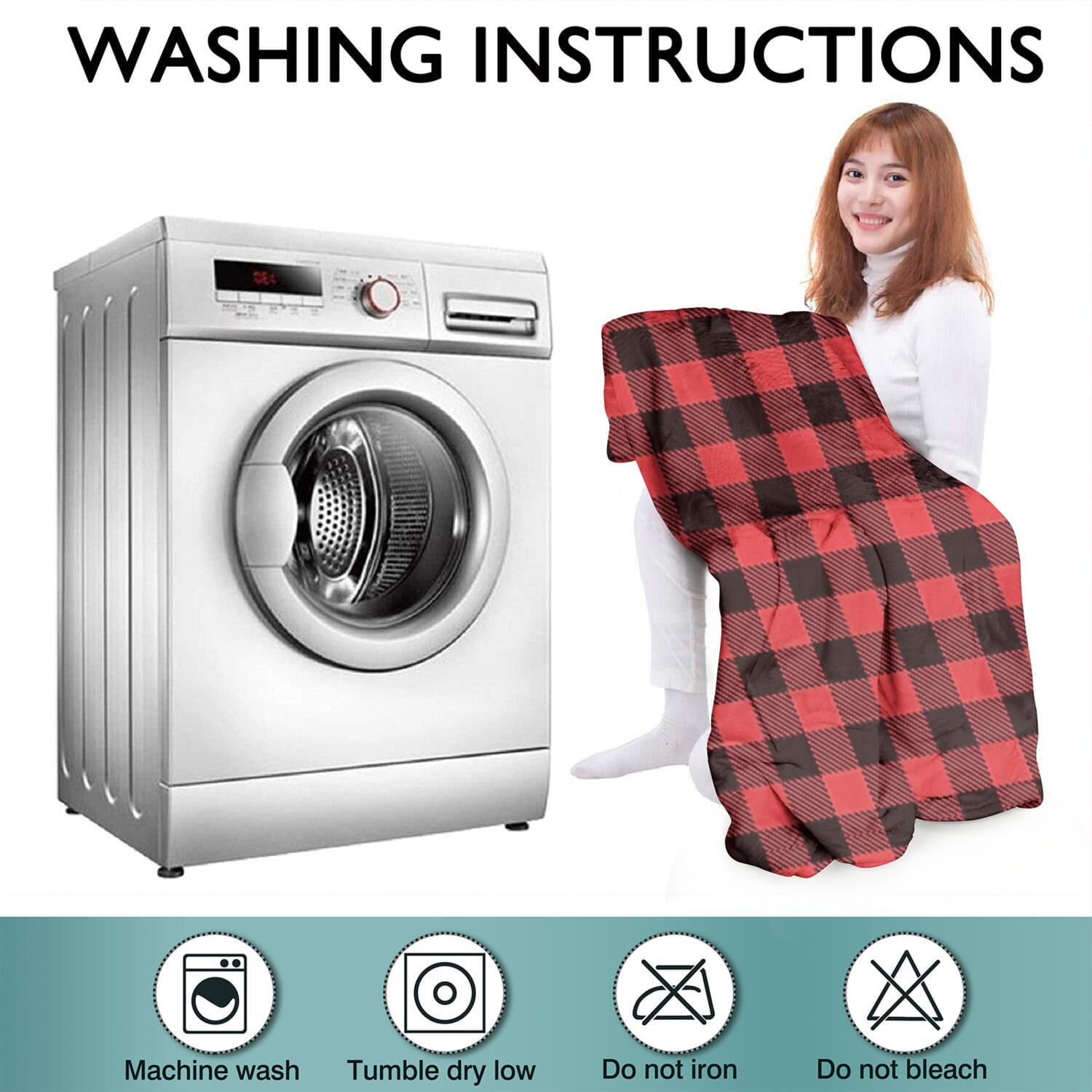 Red and White Checkered Pattern Wearable Oversized Blanket,Wearable Blanket Hoodie for Adults,Cozy Hooded Blankets with Super Pockets,Super Warm Fuzzy Pullover for Women & Men