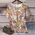 thumbnail image 2 of QTOCIO Hauts Décontractés pour Femmes, Hauts d'Été pour Femmes, Blouse à Manches Courtes Imprimée Mode pour Femmes, T-Shirt Col Rond, 2 of 5