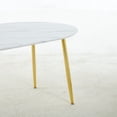thumbnail image 4 of Tcbosik 39.3"-70.8" Expandable Dining Table with Faux Marble Top, Dinner Table with Metal Legs for 6-8 Person, Modern Kitchen Table for Living Room, White Marble & Gold, 4 of 6