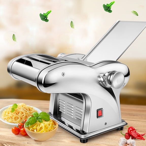 Dough Sheeter, Pasta Machine Automatic Noodles Dumpling Dough Skin Maker 110V Commercial Electric Dough Roller Stainless Steel Noodle Making Pasta Maker for Producing Spaghetti Fettuccini Lasagna