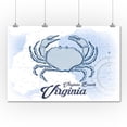 thumbnail image 1 of Virginia Beach, Virginia - Crab - Blue - Coastal Icon - Lantern Press Artwork (36x54 Giclee Gallery Print, Wall Decor Travel Poster), 1 of 1