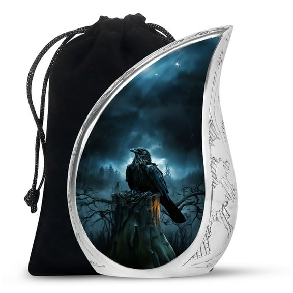 Raven Black Urn Cremation Urn for Adult Ashes Male & Female, Large Urns for Human Ashes Adult Male, Burial Urns for Adult Human Ashes, Funeral Urn, Decorative Urn, Ash Holders for Human Ashes 10 Inch