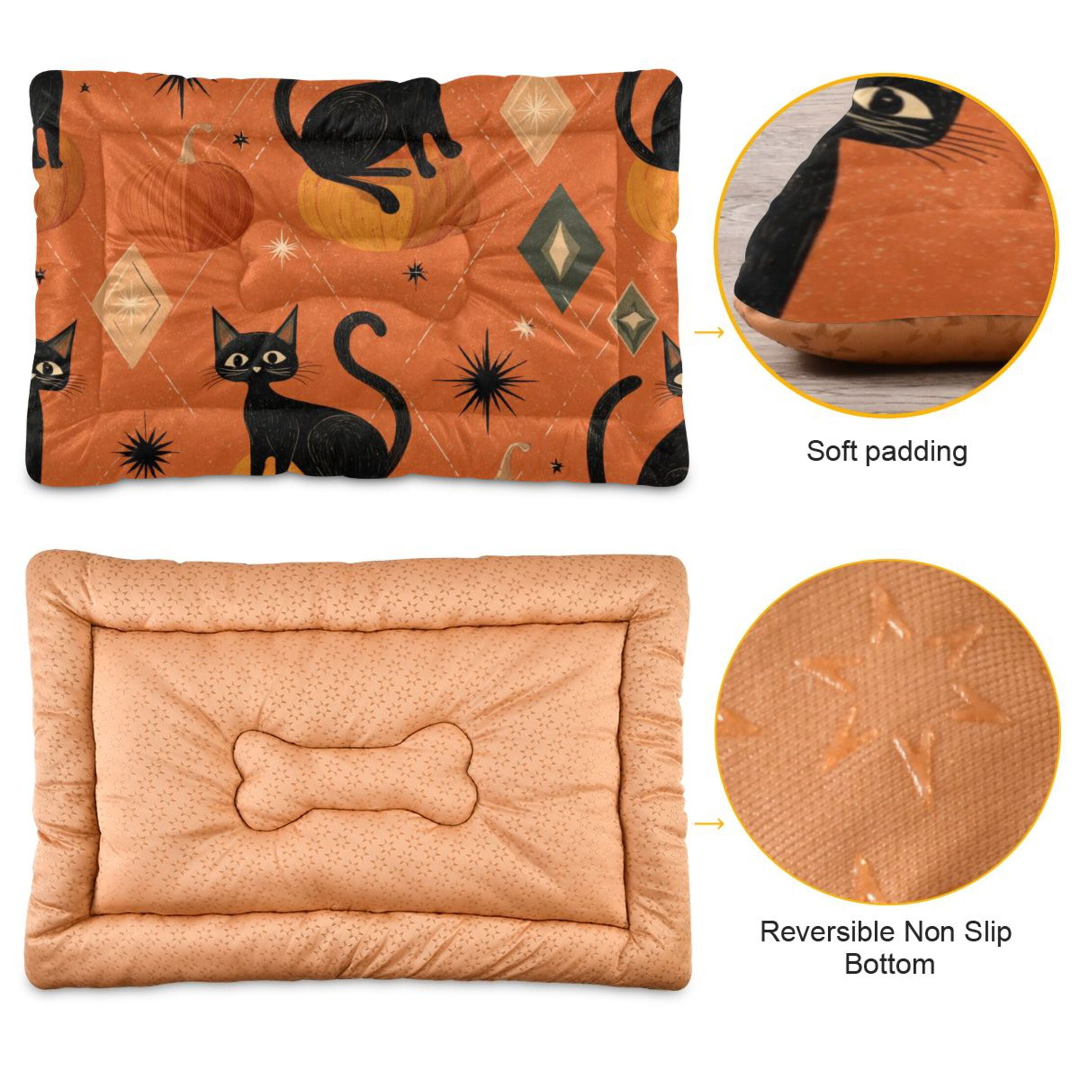 Cozy Mat Pet Bed Indoor Outdoor Warm Soft For Cat Dog Puppy(S/M) Orange Background