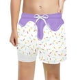 thumbnail image 4 of Gyexs Ice Cream Shorts for Boys Boys Swim Trunks Ice Cream Shorts Toddler Girl Casual Elastic Waist Shorts Outdoor Clothing 5-14T (Purple, 14-16 Years), 4 of 4