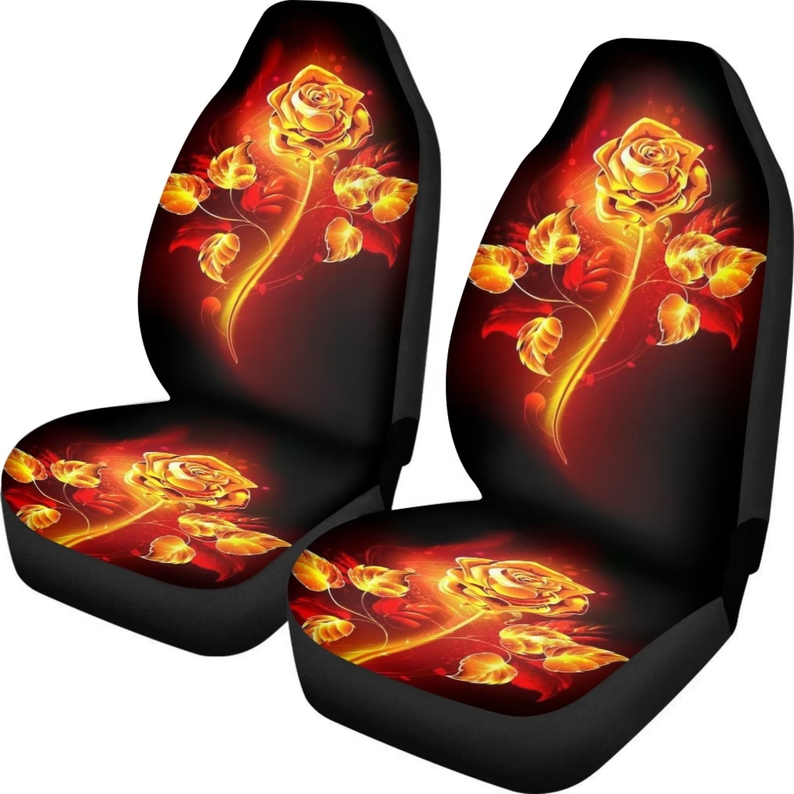 FKELYI Flame Crystal Rose Car Seat Covers Front Only,Stretchy Front