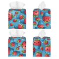 thumbnail image 2 of Naloa Cute Strawberry Flower Pot Tissue Box Cover Leather Tissue Holder Square Facial Tissue Case for Bathroom, Vanity Countertop, Tabletop, Car, 2 of 7