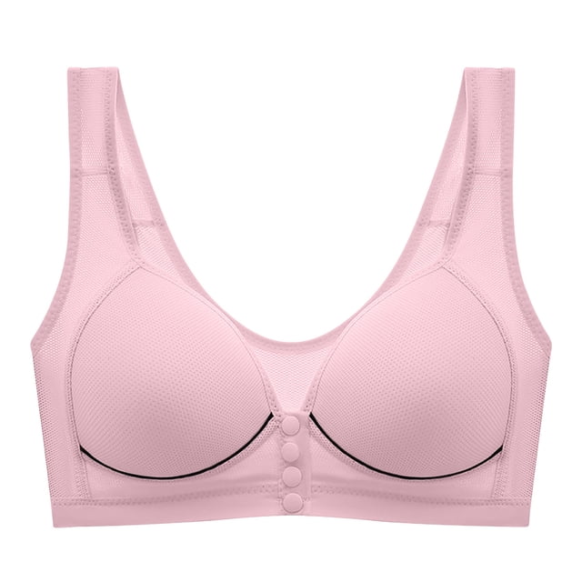 Yuyuzo Front Snap Closure Bras for Women Wide Strap V Neck Button Bras Full Coverage Comfort Bras