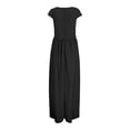 thumbnail image 4 of Leeye High Waist Short Sleeve V Neck Long Dresses for Wedding Proms Party Graduation Date Night Outingand Casual, Chiffon, 1PC, L, Black (Women's), 4 of 5