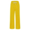 thumbnail image 6 of Hpapadks Casual Pants for Women Solid Versatile Leisure High Waisted Drawstring Wide Leg Sweatpants Slacks for Women Yellow L, 6 of 7