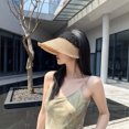 thumbnail image 5 of HONHUZH Summer Hats Womens Summer Wide Brim Visor Hat Ponytail Hole Foldable Sun Protection Cap, 5 of 5
