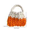 thumbnail image 3 of Bolso con asa superior para mujer Bolso de diseño tejido Bolso simple de lana islandesa (naranja), 3 of 5