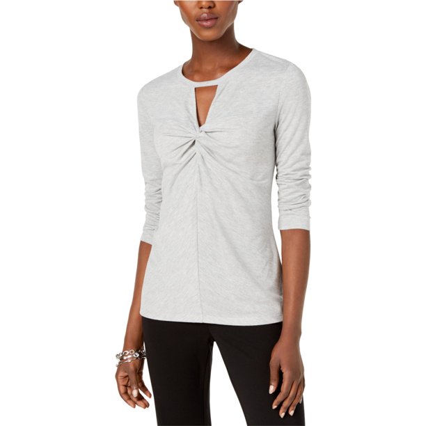 Blusa I-N-C con orificio para llave en la parte delantera para mujer Gris Mediana Pull-over
