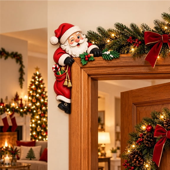 Christmas Door Decorations, Christmas Peekaboo Door Frame Corner Decor