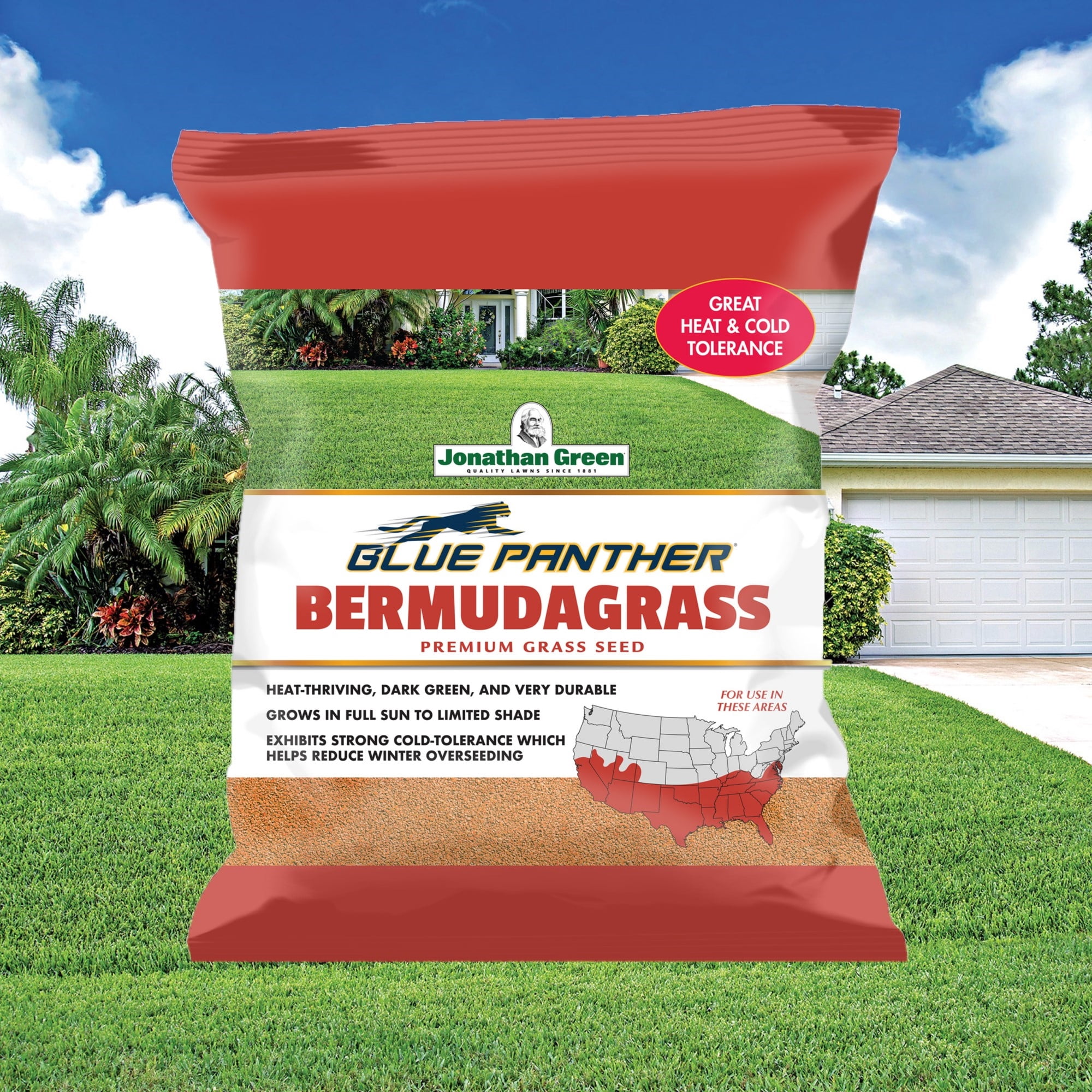 Jonathan Green Blue Panther Bermudagrass Premium Grass Seed, 1lb (1,000 sq ft Coverage)
