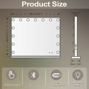 Fenchilin 23x18 Vanity Mirror with Lights Bluetooth Tabletop Wall Mount Metal White