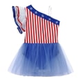 thumbnail image 3 of iiniim Girls Dance One Shoulder Ruffle Sleeve Festival Dancewear Stage Performance Ballet Tutu Dress Red White Blue 10, 3 of 7