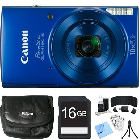 Canon Powershot Elph 170 Is Blue Canon PowerShot ELPH 190 IS Blue Digital Camera 16GB Card Bundle includes Camera, 16GB Memory Card, Reader, Wallet, Case, Mini Tripod, Screen Protectors, Cleaning Kit and Beach Camera Cloth ()