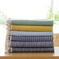 thumbnail image 4 of Nappe Rectangulaire en Coton Lin à Franges pour Cuisine Salle à Manger Décoration de Table 55 x 86 Pouces à Carreaux Rouges, 4 of 5