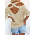 thumbnail image 5 of Asyoly Womens Cold Shoulder Halter Neck Sweater Long Sleeve Sexy Loose Knit Pullover Backless Jumper Solid Color Tops, 5 of 6