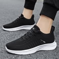thumbnail image 2 of PEASKJP Tennis Shoes for Men Mesh Breathable Lightweight Soft Insole Lace Up Hiking Gym Workout Walking Footwear Black 39, 2 of 5