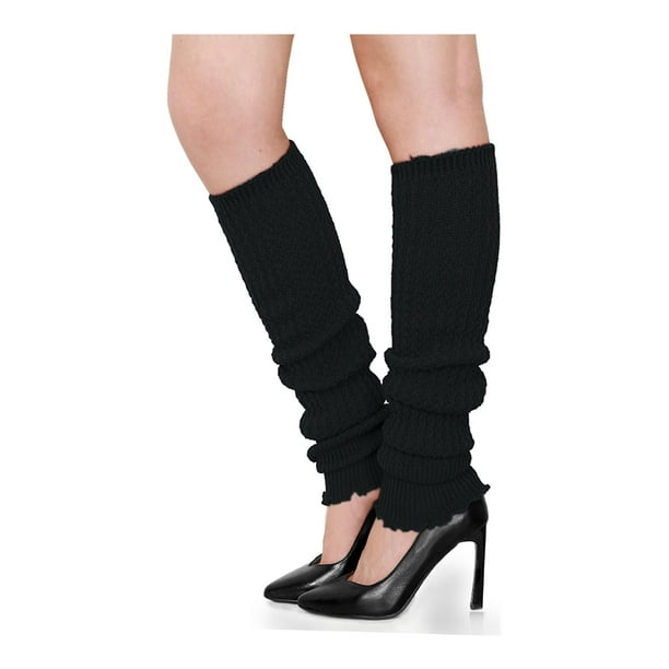 Inspire Chic calentadores de piernas de punto con puños acampanados para mujer, negros, talla única