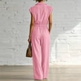thumbnail image 6 of Womens V Neck Casual Dressy Jumpsuits Smocked Zip Up Sleeveless Wide Leg Jumpsuit Summer Teacher Work Outfit Pink XXXL(XXXL), 6 of 7