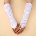 thumbnail image 2 of Elegant Satin Opera Long Stretch Elbow Evening Formal Party Gloves With Finger Opening And Decorative Ruffle, 2 of 4