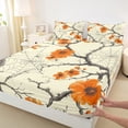 thumbnail image 3 of Manfei Rustic Floral Twin Sheet Set,Halloween Spider Web,Orange Beige,3-Piece Luxury, 3 of 7