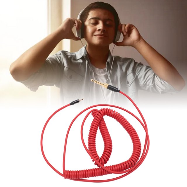 Cable De Auriculares En Espiral, Cable De Sonido Con Conector Chapado En Oro Para QC45 QC35 QC25, Compatible Con IOS, Longitud Estirable De 170 Cm