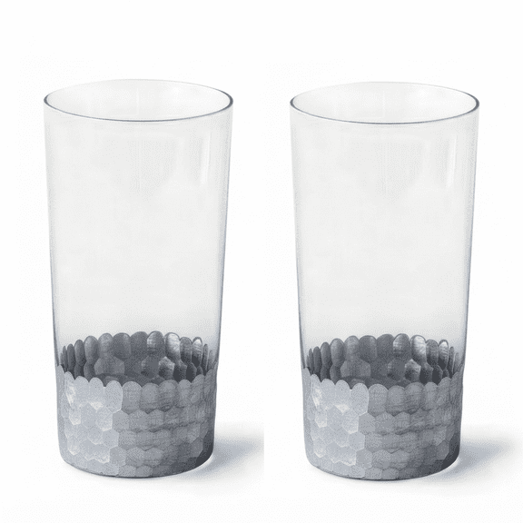 Hosley Glass Bud Vases, Set of 2, 6.25 Inch, Silver Floral Pattern, Tabletop Vases for Home Decor, Wedding Centerpieces