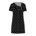 thumbnail image 4 of Sakmal V Neck Summer Dresses Shift Short Sleeve Mini Black Polka Dot Dresses ,Sizes S-2XL, 4 of 5