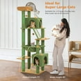 thumbnail image 2 of Pefilos 71" Large Cat Tree Tower for Indoor Cats, Multi-Level Cat Tree House with Padded Perches, Scratcher, Hammock, 2 Cozy Cat Condos and Scratching Posts, Green, 2 of 7