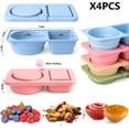 thumbnail image 2 of Silicone Reusable Snack Containers with Lids, Double Compartment Snackle Box for Sauce, Condiments, Snack, Portable Mini Food Storage Container Travel, Office, Picnic 4 Pack -, 2 of 4