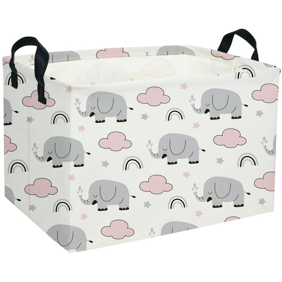 Rectangular Kids Storage Basket,Elephant Basket,Nursery Storage Bin Organizer with Handles for Kids Room Decor,Shelf Basket,Book Basket.(Elephant)