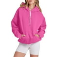 thumbnail image 2 of Linfrsh Womens Zip Up Hoodies Jackets Cropped Sweatshirts Fleece Fall Outfits Casual Comfy Y2k Tops Winter Clothes 2025(A-Hot Pink,XL), 2 of 6