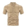thumbnail image 2 of Klisyaur Shirt for Men Short Sleeve Crewneck Button Shirts Solid Color Casual Fashion Summer Tees Top, 2 of 7