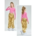 thumbnail image 3 of LOLANTA Girls Metallic Jogger Pants Shiny Jazz Street Hip Hop Dance Pants Convertible Leg Opening, 3 of 6