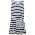 thumbnail image 1 of Plus size 9x Tall Womens Sleeveless White and Navy Designer Print Tunic Tops Casual Loose Fitting Flowy Shirts Blouses, 1 of 4