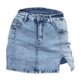 thumbnail image 5 of Women's High Waisted Denim Skort Casual Stretch Side Split Summer Skirt Shorts, 5 of 5