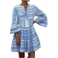 thumbnail image 1 of Robes Femmes Soirée Élégante Printemps et Décontracté Col en V Boutons Manches Trois-Quarts Imprimé, 1 of 4