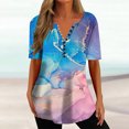 thumbnail image 1 of ICHUANYI Clearance Women Fashion Casual Printing Shirts Short Sleeve Loose Tee Tops Tunic Blouse(Pink, XL) ICHUANYI WER2023081002457, 1 of 5