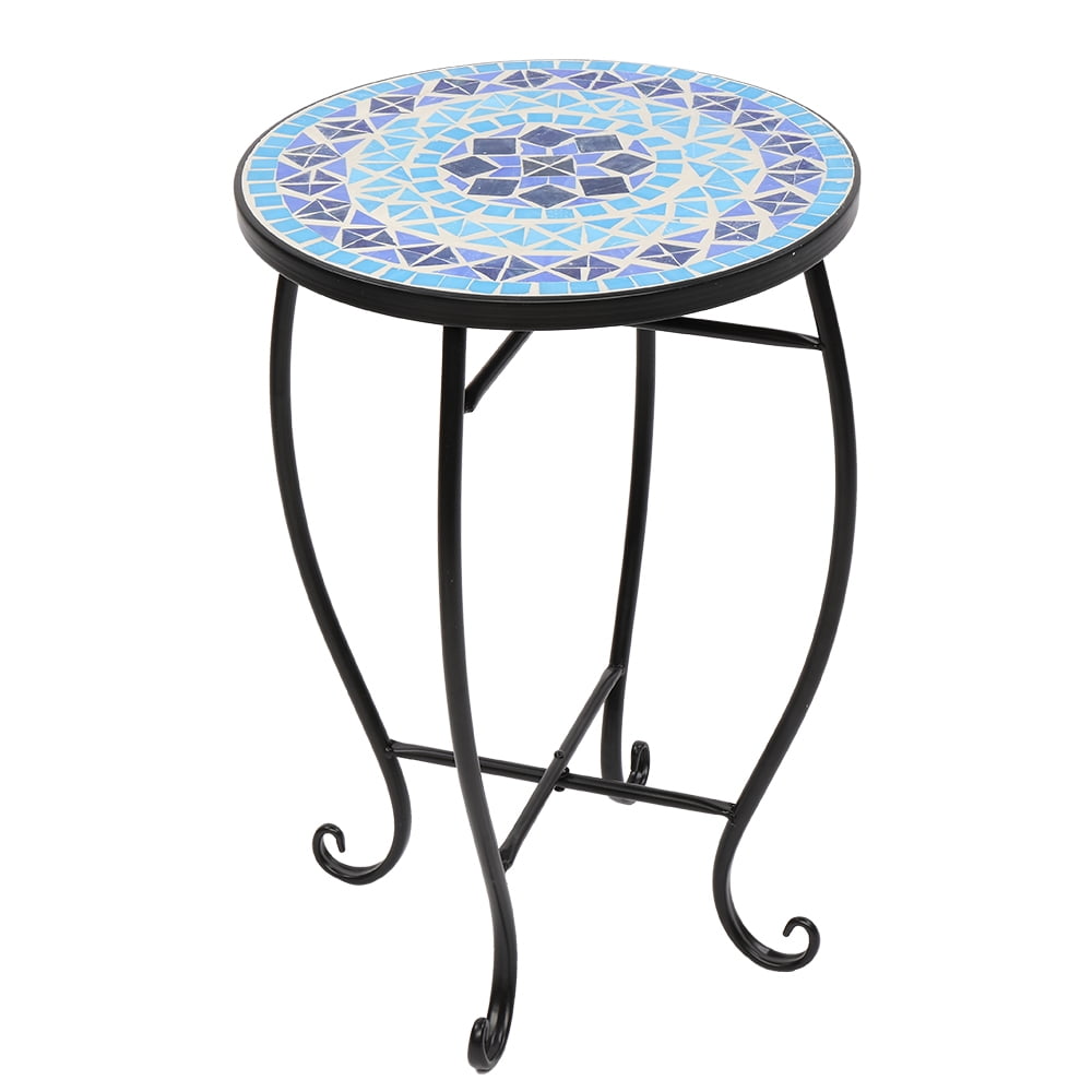 Patio Side Table, Outdoor Mosaic Side Table, Weather Resistant Round