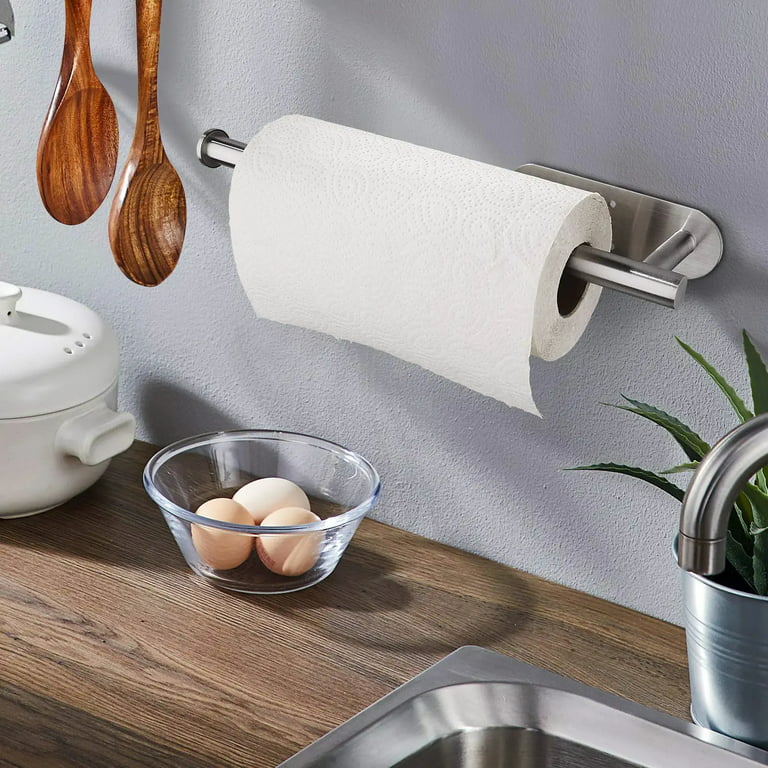 Kitchen Paper Towel Holder with Spray Bottle Stainless Steel Roll Holder  Stand