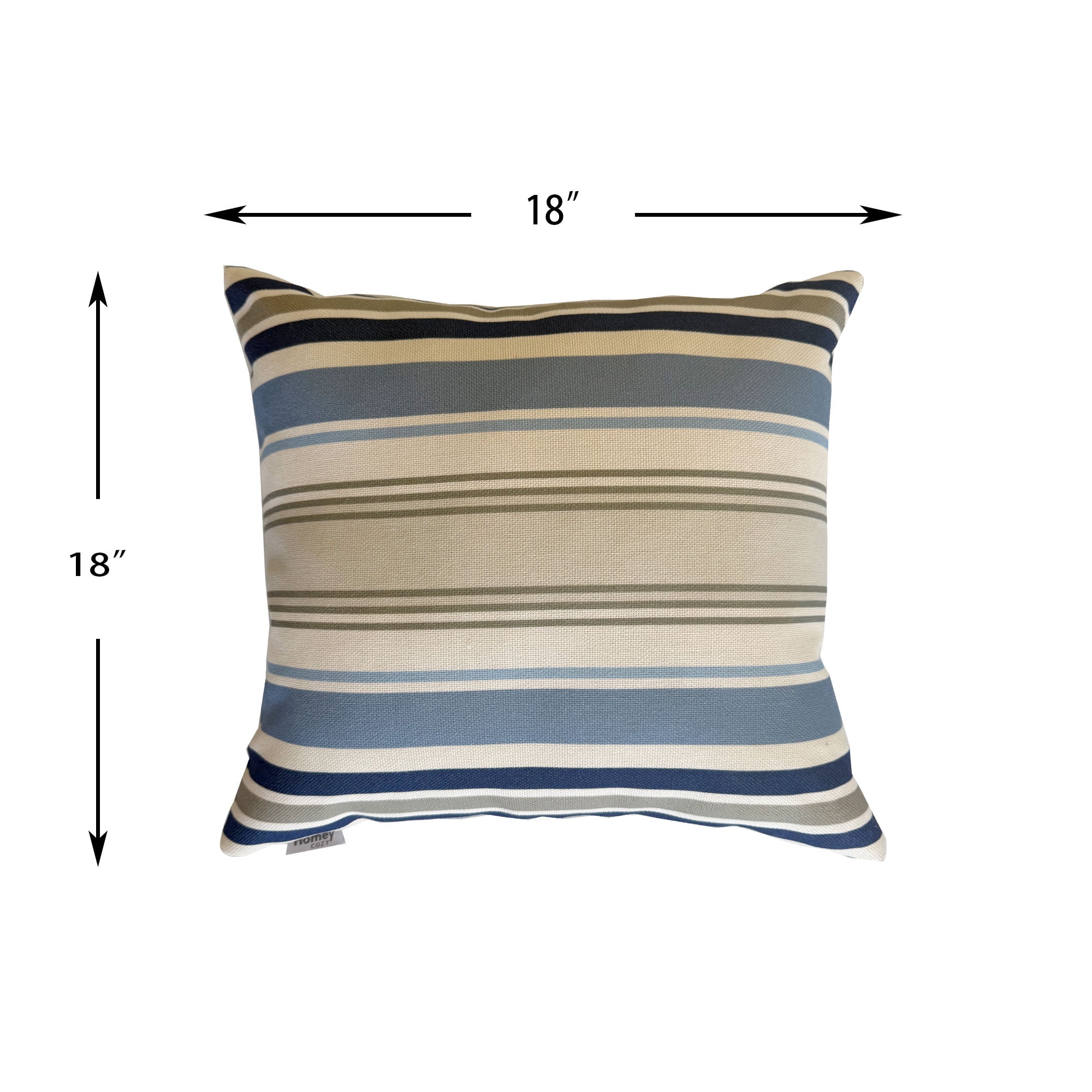 Set of 2 Multi-Color Outdoor Throw Pillows, Weatherproof Polyester Material, 18x18x4 Inch