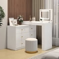 thumbnail image 3 of Harper & Bright Designs Large Vanity Desk with Mirror and Lights , Makeup Vanity Table with Flip-Top Tabletop and Drawers , Dressing Table with Compartments and Shelves for Bedroom , White, 3 of 18
