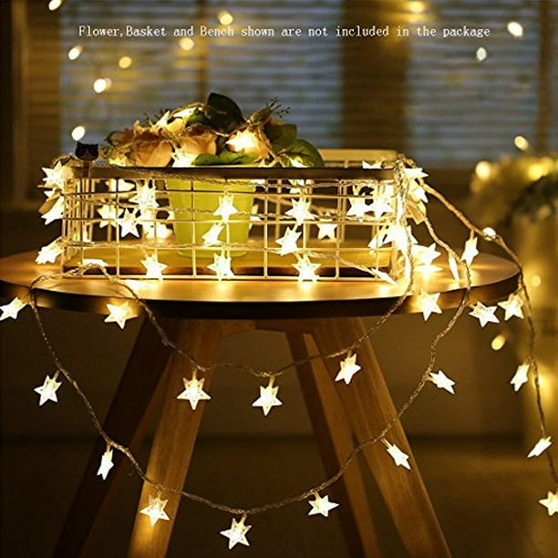 LNGOOR Guirlande Lumineuse Étoile, 30pcs Guirlande Lumineuse LED à Piles  Blanc Chaud pour Patio Mariage Chambre Princesse Château Tentes de Jeu  Décoration de Noël 