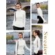 thumbnail image 4 of Jersey v28 para mujer, elástico, cuello alto, tejido blanco, talla S, 4 of 5